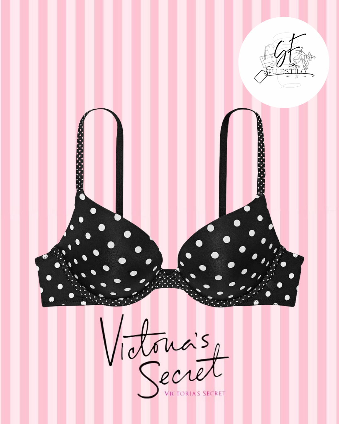 Sujetador push up con de lunares negros