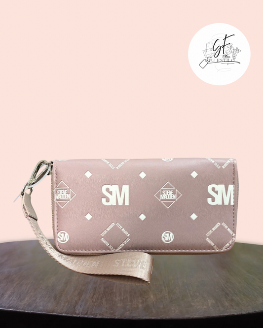 Cartera Steve Madden Original Color Gris Y Letras De Dama