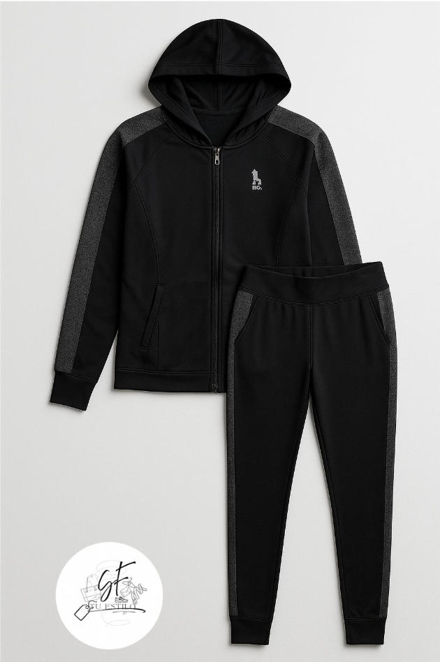 Conjunto Deportivo HPC POLO para mujer – Negro con Detalles Gris Jaspe