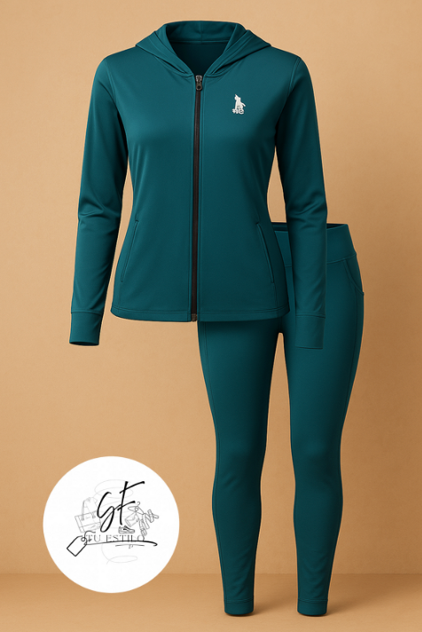 Conjunto Deportivo HPC POLO para mujer – Verde petróleo