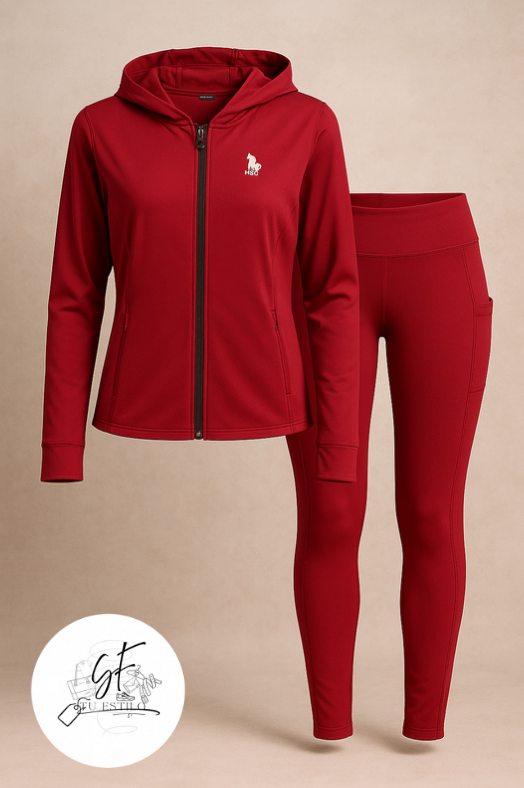 Conjunto Deportivo HPC POLO para mujer rojo intenso