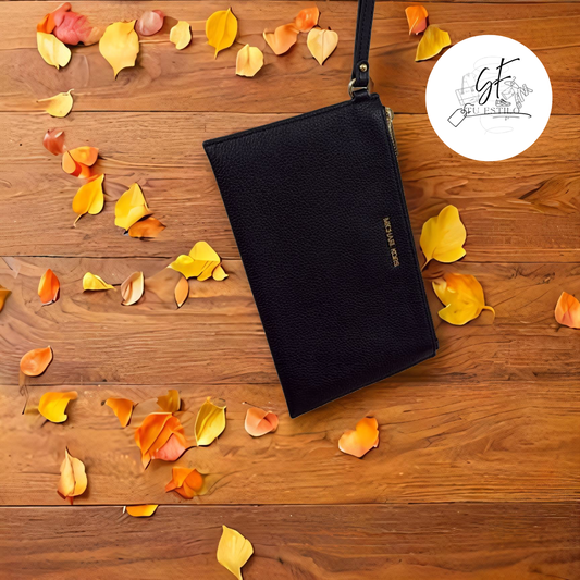 Muñequera Cartera Wristlet Original Negra Signature MICHAEL KORS