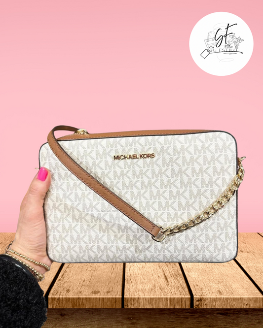 Bolsa Jet Set Large Printed LogoCrossbody Bag Blanca