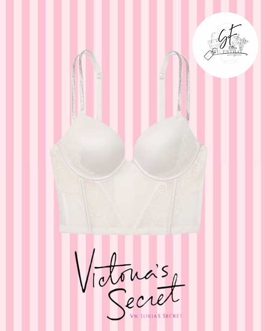 Corset Push-Up de Encaje tirantes de brillos
