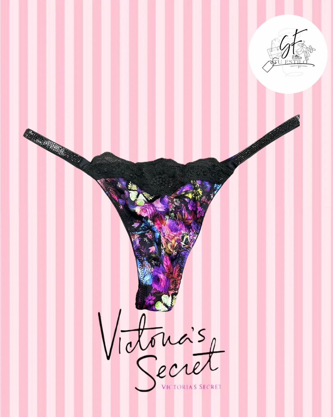 Tanga ajustable de encaje con icono Icon