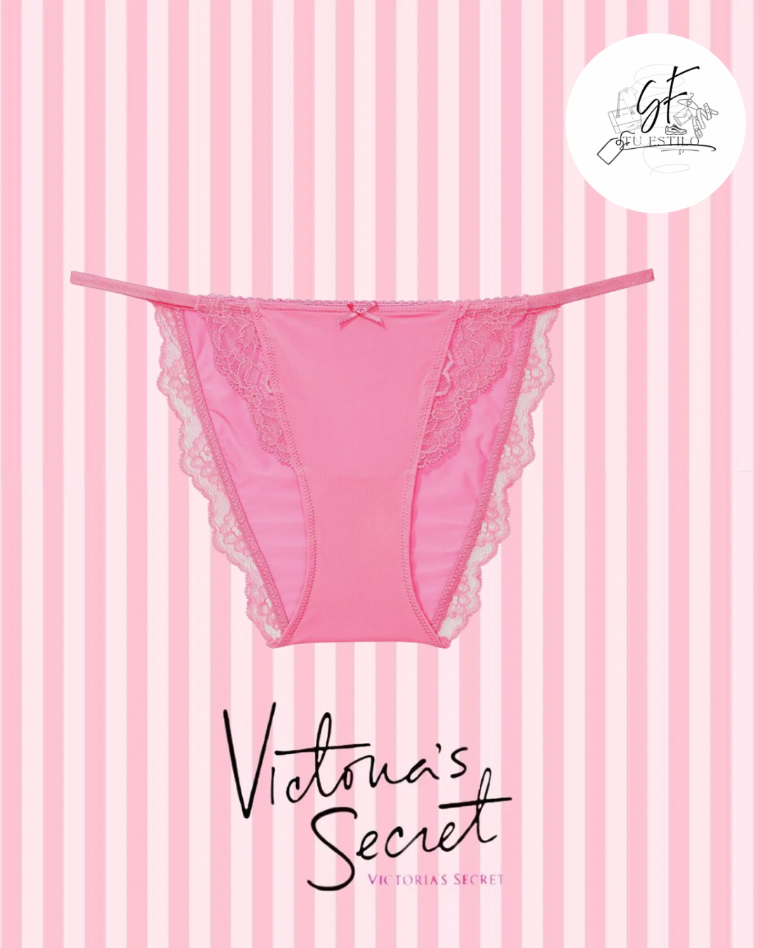 Bikini de Tiras Ajustables con Ribete de Encaje