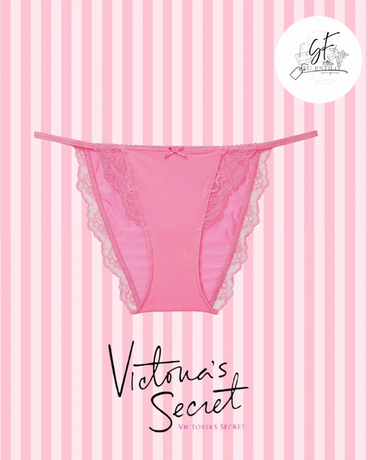 Bikini de Tiras Ajustables con Ribete de Encaje