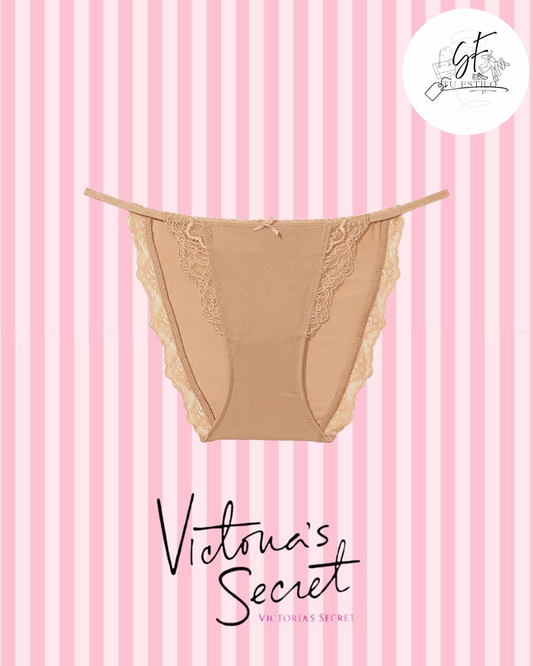 Panty Bikini de Tiras Ajustables con Ribete de Encaje