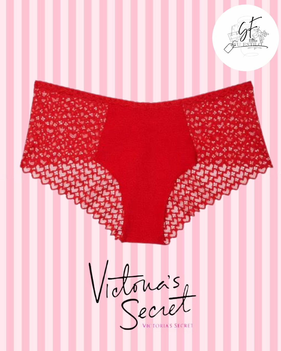 BRAGUITA DE ENCAJE ESTILO HIPHUGGER CON FORMA DE CORAZÓN INVISIBLE
