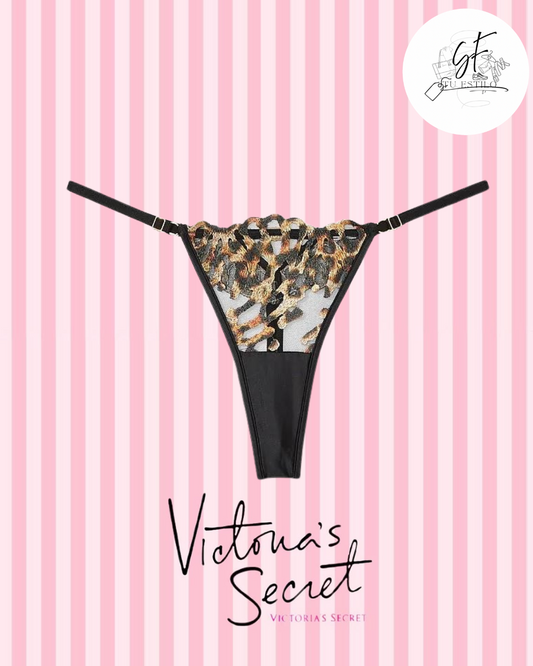 Tanga ajustable con bordados de leopardo