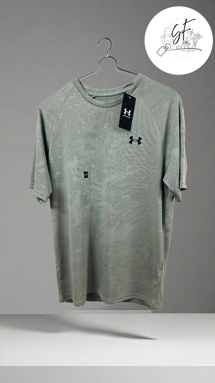 Playera de manga corta para hombre Tech Printed verde
