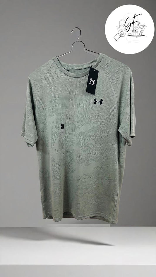 Playera de manga corta para hombre Tech Printed verde