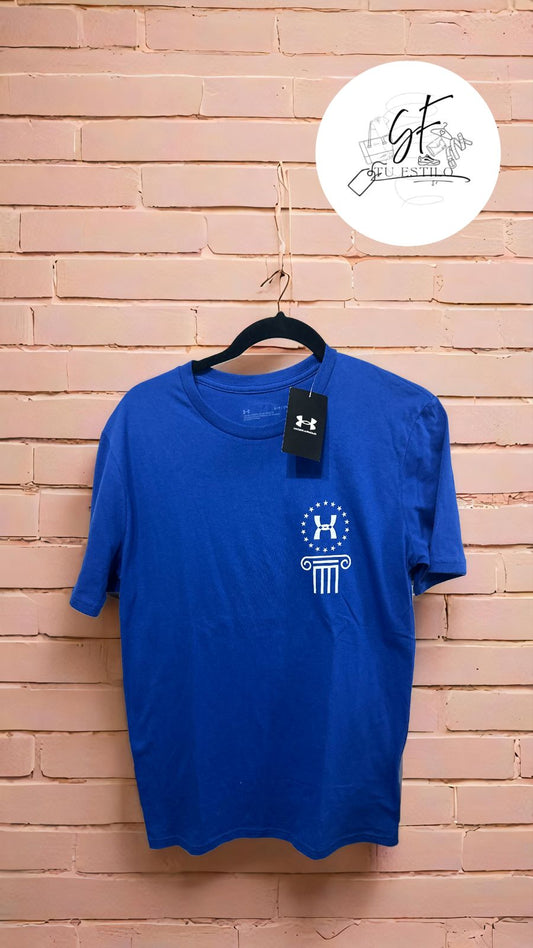 Playera de manga corta para hombre, de color liso azul rey