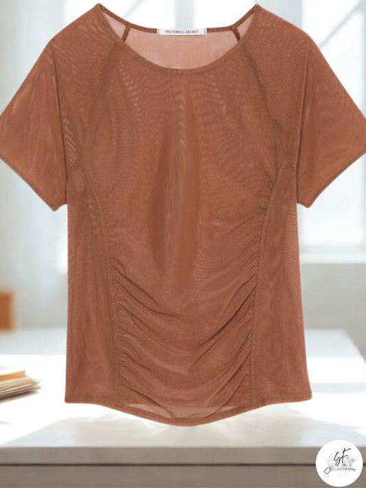 Blusa de malla para mujer color cafe