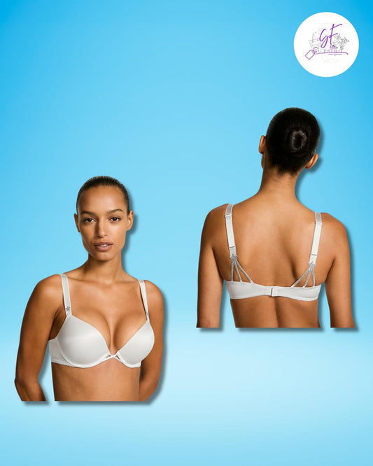 Brasier push-up, con detalle de tiras decorativas en la espalda