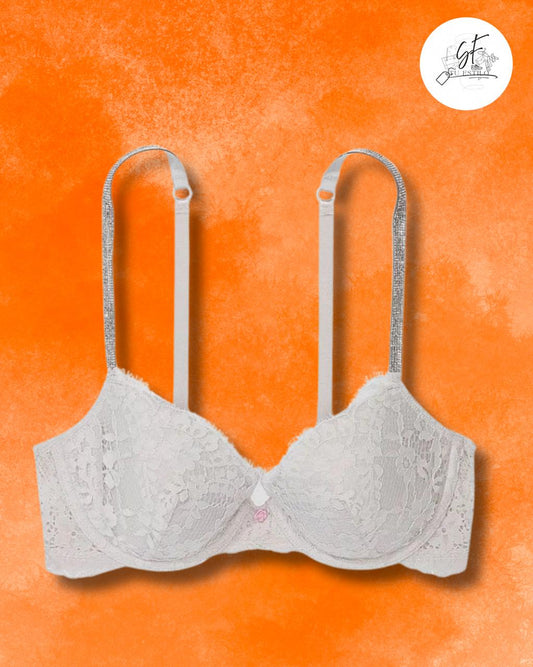 Brasier push up de encaje de flores y tirantes brillantes