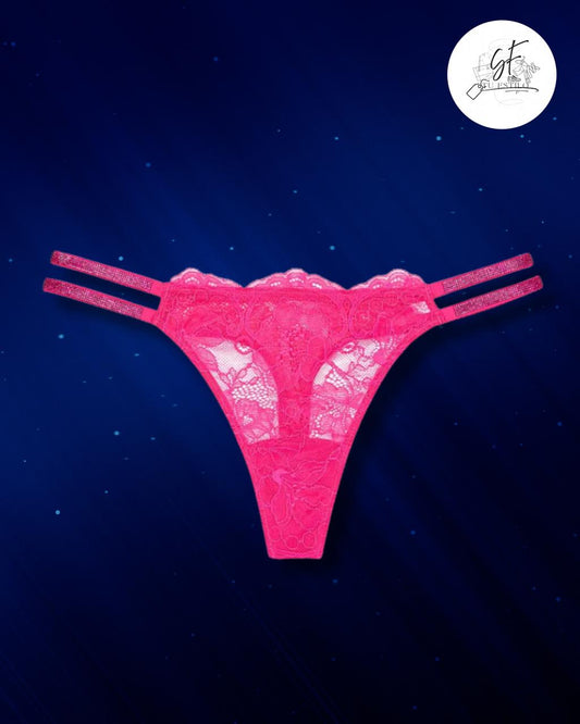 Lace Strappy Thong – Hot Pink
